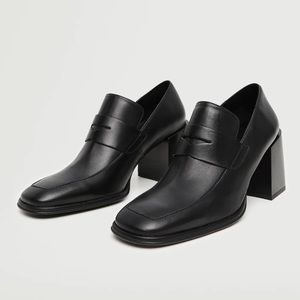 Mango Heeled Leather Loafers